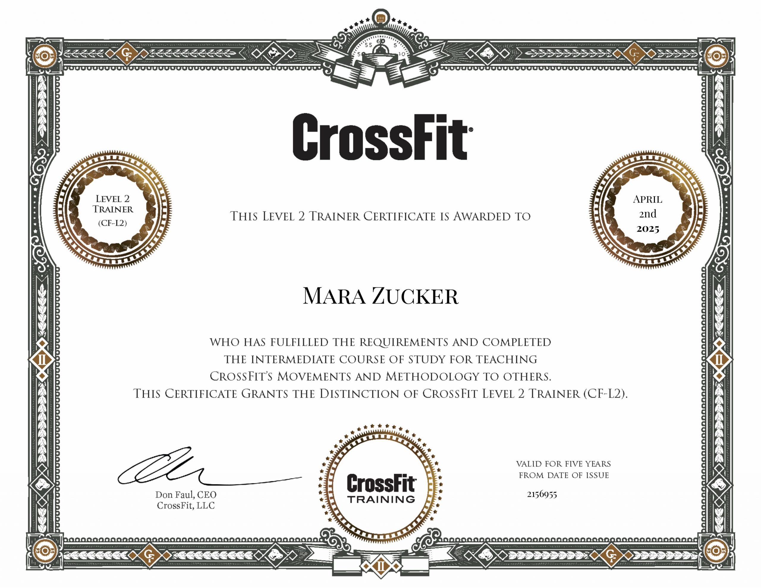 CrossFit Certificate II